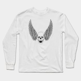 Skull with Wings line art Long Sleeve T-Shirt